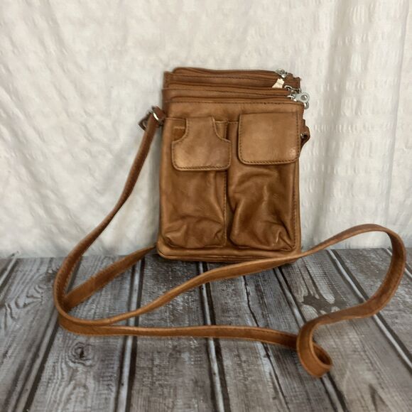 Paul & Taylor Handbags - Paul & Taylor Leather Crossbody Bag Brown 8”x6”
